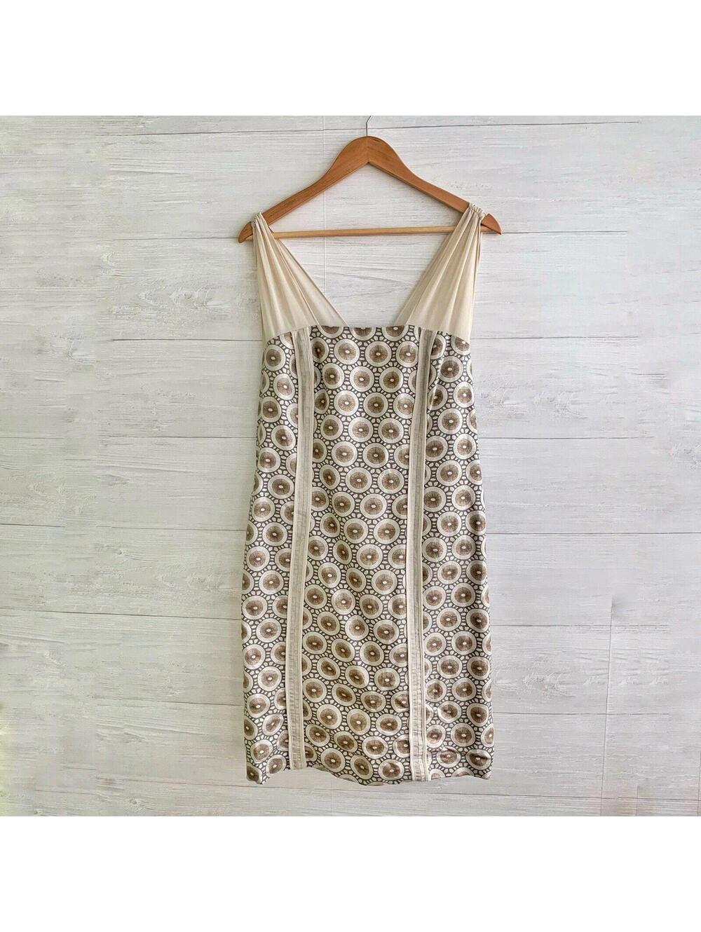 Isabel Toledo Lane Bryant Linen Geometric Sheath Dress 18 Chiffon Straps